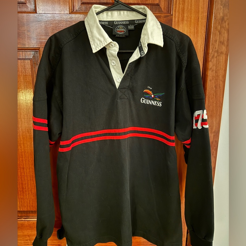 Guinness Men’s Black Rugby Shirt - Large